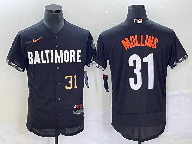 Mens Baltimore Orioles #31 Cedric Mullins Number Black 2023 City Connect Flex Base Stitched MLB Jerseys